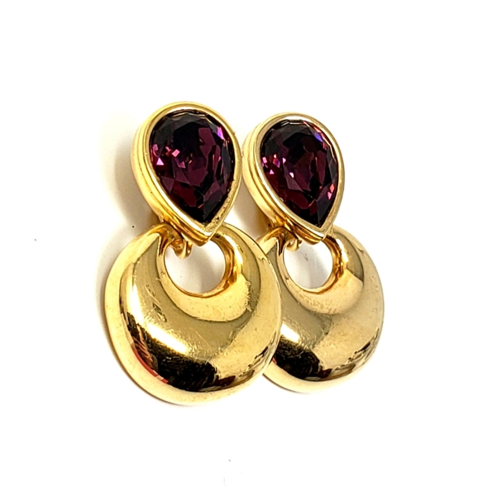 Swarovski Crystal Purple Clip On Earrings